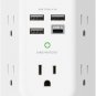 USB Charger Surge Protector 5 Outlet Extender with 4 USB Charging Ports (1 USB C