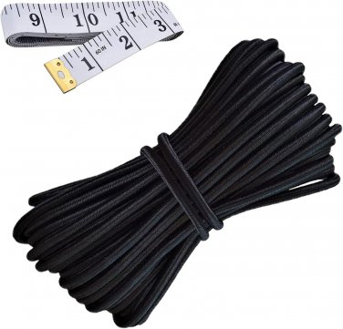 Elastic Cord 1/8 Inch (3MM) X 33FT, Black Elastic String Bungee Shock Cord with