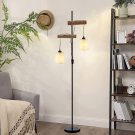 Farmhouse Floor Lamps Unique Rustic Standing Lamp , with Barrel Fabric Drum Shad