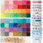 QUEFE 14420Pcs Beads for Bracelet Making Kit, 56 Colors Spacer Heishi Beads Flat