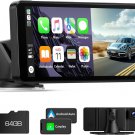 Wireless Car Stereo Carplay Android Auto with Front 2K Dash Cam, 6.86" Portable