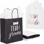 20 Pack Bride and Groom Gift Bags with Tissue Paper for Wedding, Groomsmen, Brid