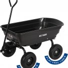 4 Cu.Ft. 10" No-Flat Tires Poly Yard Dump Cart with 180° Rotating Handle, 600 Lb