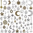 Celestial Mixed Sun Moon Star Charms, Wholesale Bulk Lots Antique Alloy Charms P
