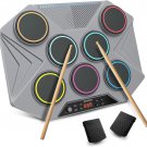 Electronic Tabletop Drum Set, Portable Digital Drum Kit 7 Velocity Sensitivity D