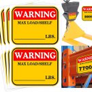 3×4 Inch Caution MAX Load/Shelf LBS Sticker Bright Warning Pallet Rack Capacity