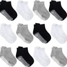 12 Pairs anti Slip Baby Ankle Socks with Non Skid Grips for Toddler Kids Boys Gi