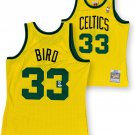 Larry Bird Autographed Boston Gold Swingman Signed Basketball Jersey JSA COA