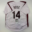 Autographed/Signed Pete Rose Philadelphia Pinstripe Baseball Jersey JSA COA