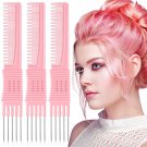 3 Pack Carbon Lift Teasing Combs with Metal Prong, Salon Teasing Back Combs Carb