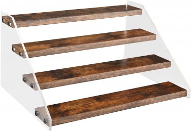 Wood Display Stand, 4 Tier Clear Acrylic Display Shelf Riser Organizer for Vendo