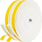 White Door Weather Stripping 26 Feet, 1/2 Inch Wide X 1/4 Thick, High Density Fo