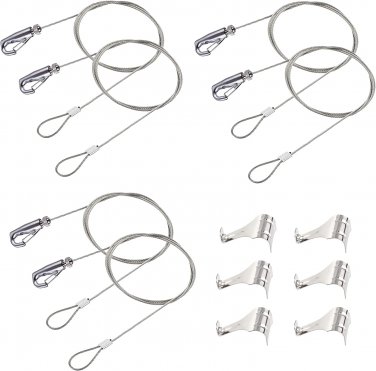 6 Pack Picture Rail Hooks and Wire Hanging System, 6.5 Ft Wire Cables, Adjustabl