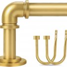 Gold Curtain Rod for Windows 66 to 120 Inch with 2Pcs Curtain Holdbacks, Wrap ar