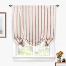 Farmhouse Linen Blend Blackout Tie up Curtain for Kitchen Vertical Striped Print
