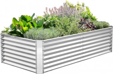 8X4X2Ft Galvanized Metal Raised Garden Bed for Vegetables, Outdoor Garden Raised