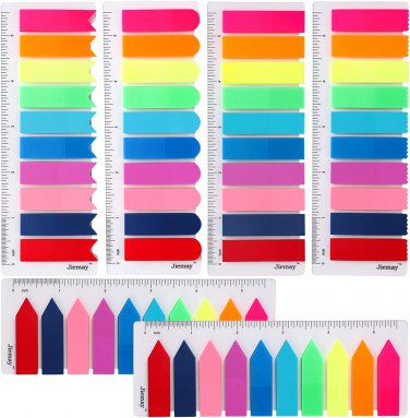 1200 Pieces Page Markers Sticky Notes Book Tabs, 5 Designs Colored Writable Inde