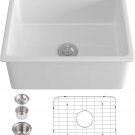 24 Inches Drop-In Undermount Kitchen Sink,  Ceramic Top-Mount Kitchen Sink Recta