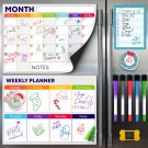 Magnetic Dry Erase Whiteboard Calendar for Fridge Set of 3 - Includes: Monthly,