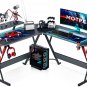 L Shaped Gaming Desk with Carbon Fiber Surface, Corner Computer Desk L Shape wit