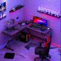 L Shaped Gaming Desk with Carbon Fiber Surface, Corner Computer Desk L Shape wit