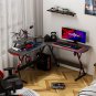 L Shaped Gaming Desk with Carbon Fiber Surface, Corner Computer Desk L Shape wit