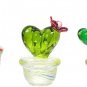 3Pcs Mini Hand Blown Glass Cactus Figurine Miniature Collectibles Glass Statue S