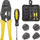 5 Piece Ratcheting Wire Crimping Tool Set for Heat Shrink Connectors, Electricia