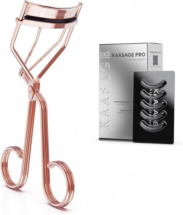 Rose Gold Eyelash Curler - Ergonomic Design, Exquisite Rose Gold, 5 Replaceable