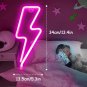 Neon Sign Lightning Bolt Neon Signs for Wall Decor, USB or Battery Powered Pink