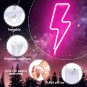 Neon Sign Lightning Bolt Neon Signs for Wall Decor, USB or Battery Powered Pink