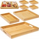 Bamboo Wooden Serving Trays with Handle - Set of 7 - Large, Medium, Small and Mi