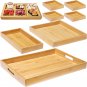 Bamboo Wooden Serving Trays with Handle - Set of 7 - Large, Medium, Small and Mi