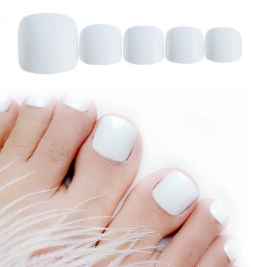 False Toe Nails Glossy Solid Color Square Short Full Cover 120Pcs Fake Toenails