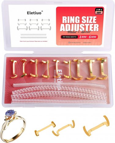 13 Pack Filled Gold/Silver Metal Ring Guard with 4 Sizes Spirals,Invisible Ring