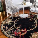 Barnyard Collection Area Rug - Farm (5' 3" Round, Black/ Cream)