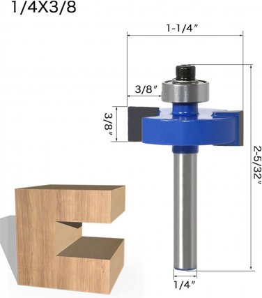 Rabbet Router Bit with 6 Bearings Set - 1/4" Shank 6Mm Shank Woodworking Cutter