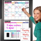 Dry Erase Calendar Whiteboard. Set of 3 Magnetic Calendars for Fridge: Monthly,