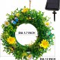 Giveu 3 Artificial Plant Grass Wreath with Flower and Butterfly Outdoor Fake Pla