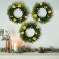 Giveu 3 Artificial Plant Grass Wreath with Flower and Butterfly Outdoor Fake Pla