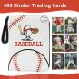 Baseball Card Binder,4-Pocket 480 Cards with 60 Removable Sleeves Trading Card A