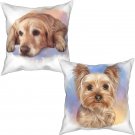 Cute Watercolor Yorkie Dog Yorkshire Throw Pillow Cases 2 Pack Hand Drawn Puppy