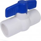 PVC Ball Valve Blue T-Handle for Potable Water 1/2 In. Solvent Connections White