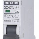 AC Miniature Circuit Breaker, 20 Amp 120V/240V 1 Pole DIN Rail Mount Circuit Bre