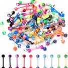 100Pcs 14G Acrylic Tongue Rings, Multi Color Assortment Flexible Tongue Rings Ba