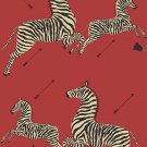 SCS3869 Masai Zebra Safari Self Adhesive Wallpaper, Red