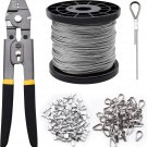 Wire Rope Crimping Tool Kit, 1/16 Inch×328Ft Stainless Steel Wire Rope Cable wit