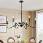 Black Chandelier 6 Light Modern Farmhouse Chandelier for Dining Room Lighting Fi