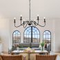 Black Chandelier 6 Light Modern Farmhouse Chandelier for Dining Room Lighting Fi