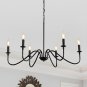 Black Chandelier 6 Light Modern Farmhouse Chandelier for Dining Room Lighting Fi